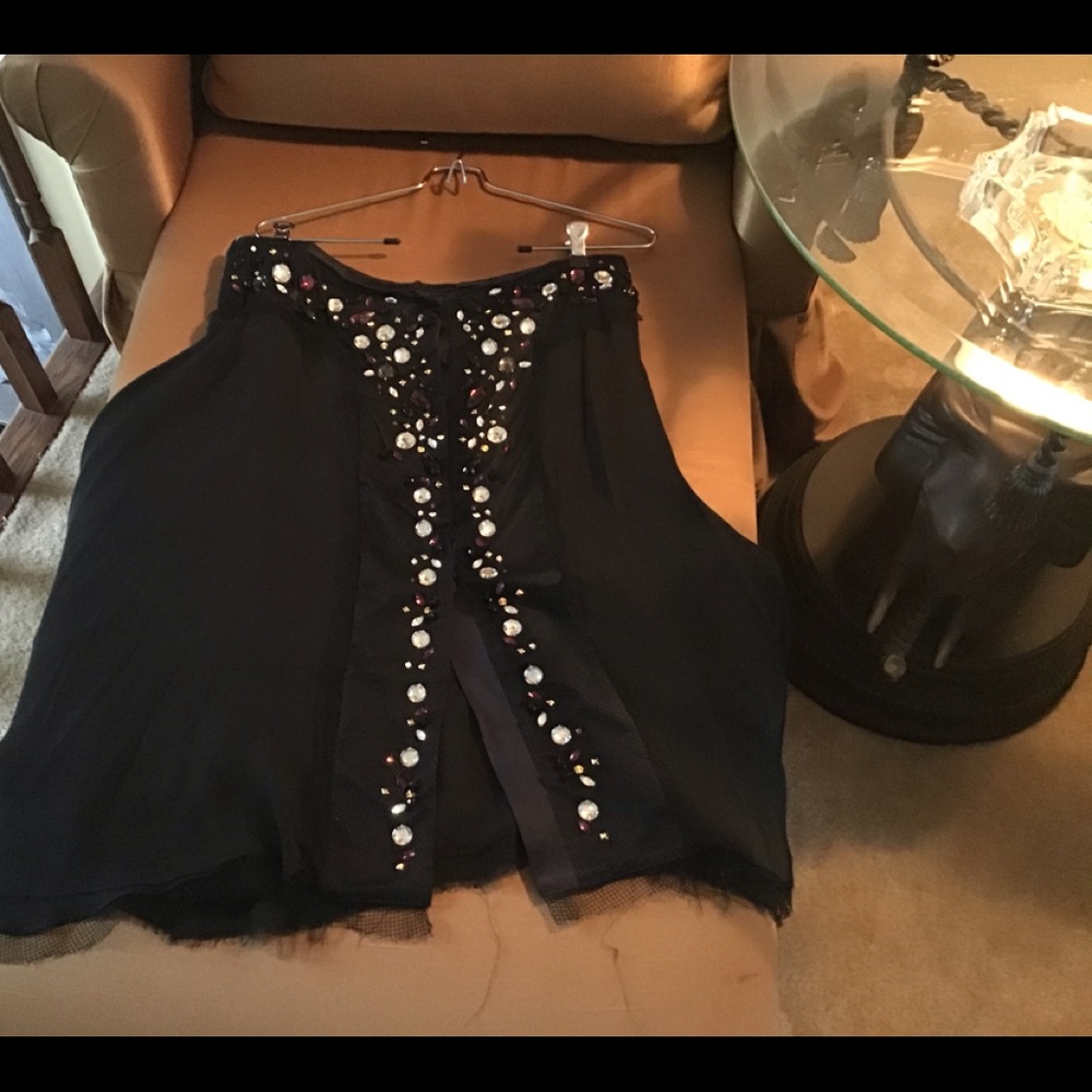 Embellished vintage Rachel Roy silk skirt